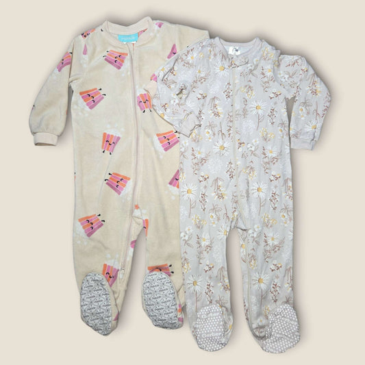 2 sleepers Pekkle & Gerbers sz 12m popcorn & floral patterned , Kids 12 Month (9-12M)