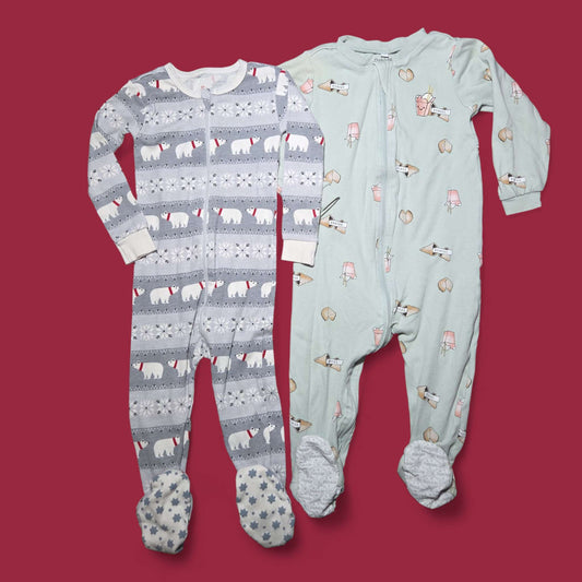 2 sz 18m sleepers Petit Lem polar bear & Pekkle fortune cookie patterned , Kids 18 Month (12-18M)