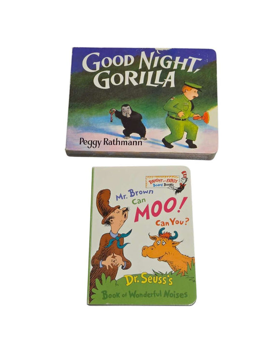 Goodnight Gorilla & Dr Suess hard cover books.