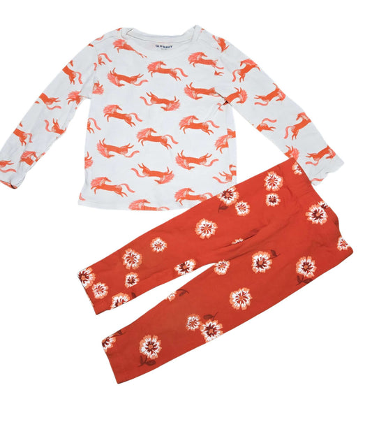 2pc Carter's leggings & Old Navy horse patterned top, Kids 3T
