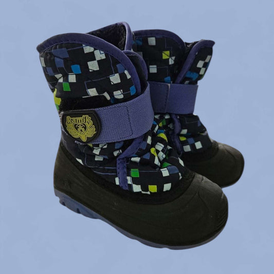 Kamik sz 10 blue & yellow patterned winter boots, Shoes 9 (Toddler:2-4yr)