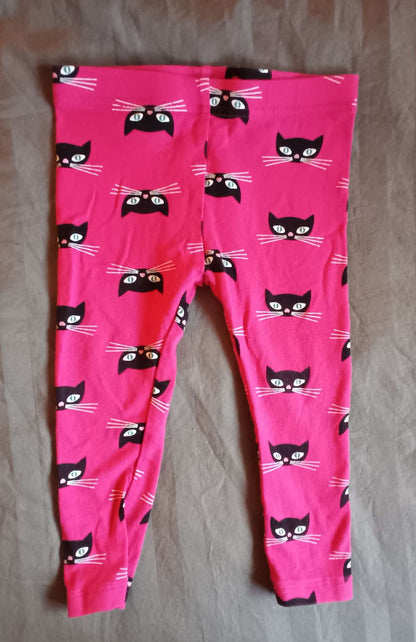 2T Pink Leggings with black cats, Kids 2T