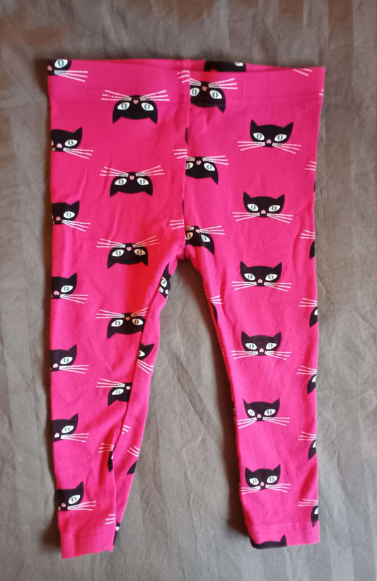 2T Pink Leggings with black cats, Kids 2T