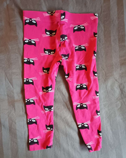 2T Pink Leggings with black cats, Kids 2T