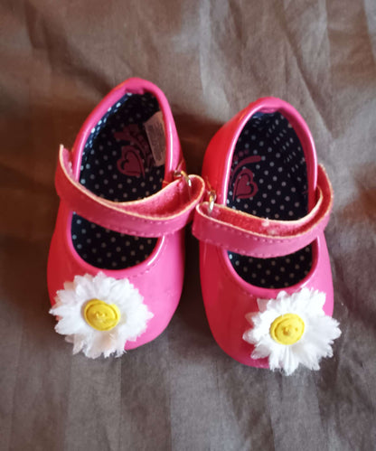 Pink Daisy Newborn Shoes, Shoes 0 (Baby: 0-12 mth)