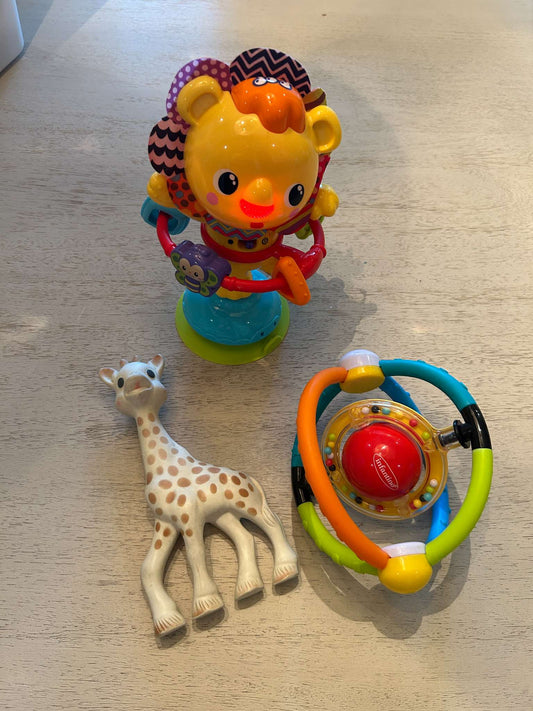 VTech Twist and Spin Lion, Infantino rattle ball, Sophie the Giraffe