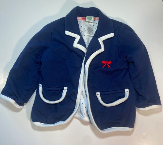 Little Me Navy Blazer with White Trim and Red Bow, Kids 18 Month (12-18M)