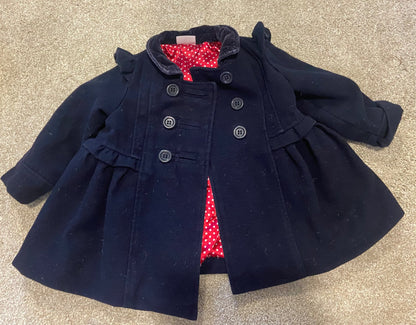 Chloe Louise Nqvy Pea Coat with Red Polka Dot Lining , Kids 24 Month (18-24M)
