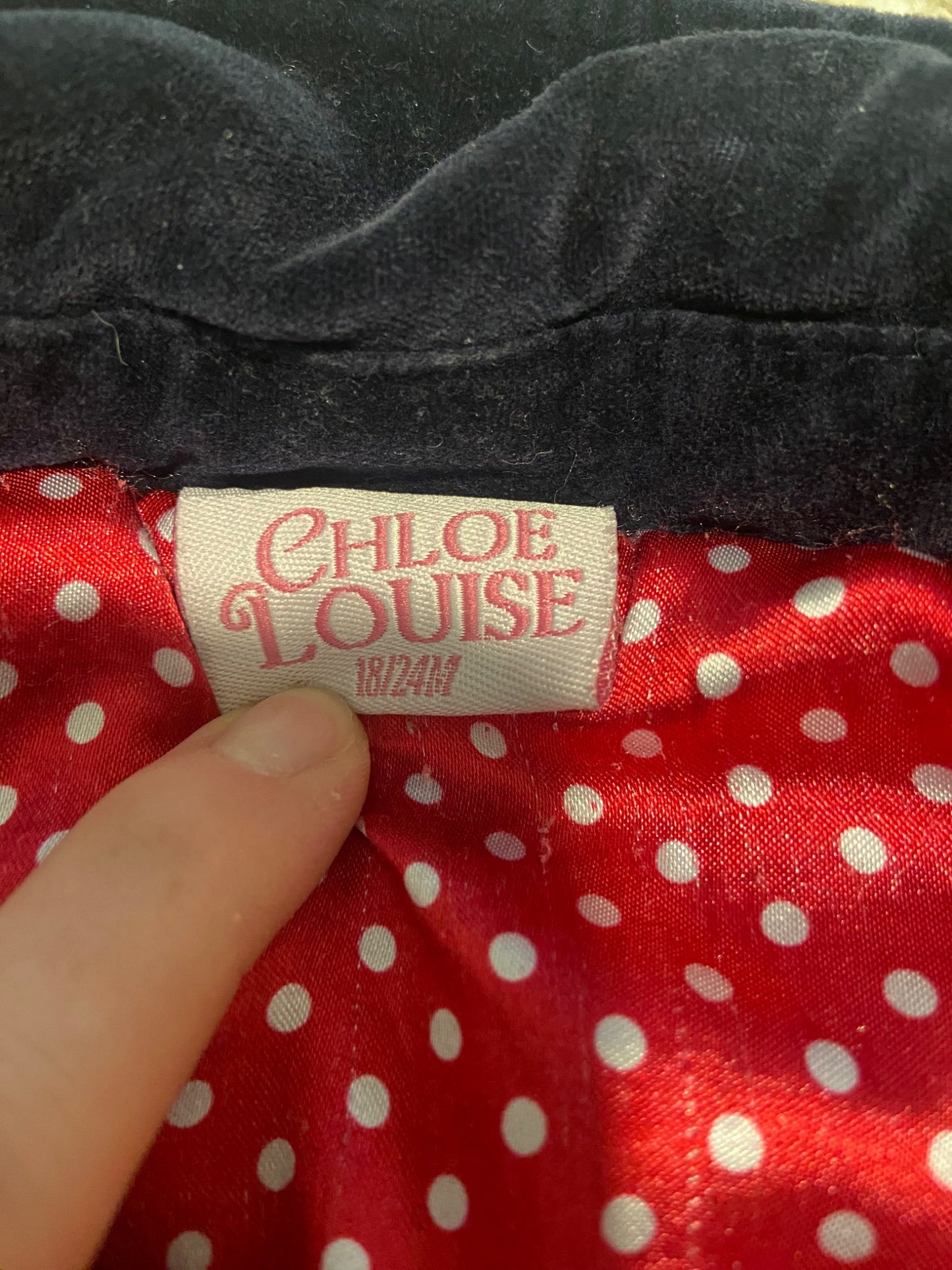 Chloe Louise Nqvy Pea Coat with Red Polka Dot Lining , Kids 24 Month (18-24M)