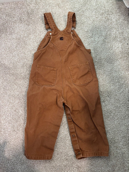 Brown Carhartt overalls, Kids 24 Month (18-24M)