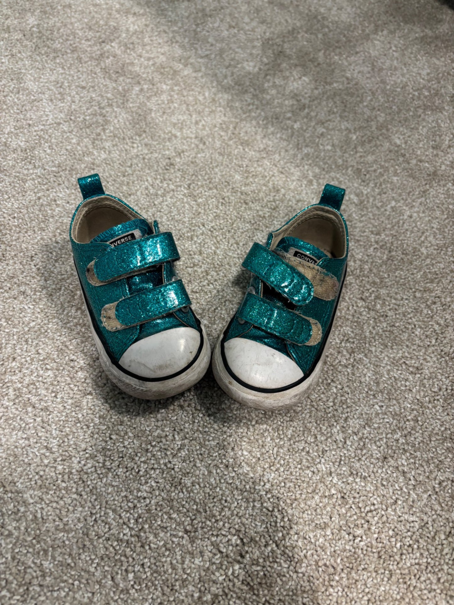 Teal sparkle Converse sneakers, Shoes 5 (Walkers:12-24 mth)