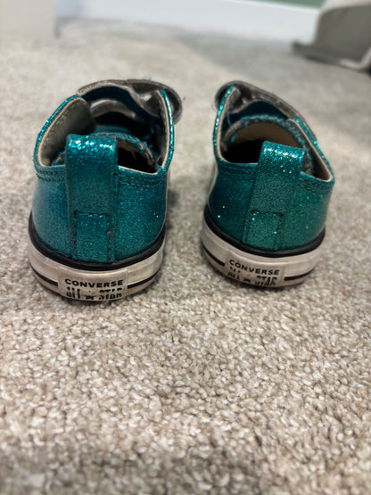 Teal sparkle Converse sneakers, Shoes 5 (Walkers:12-24 mth)