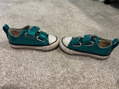 Teal sparkle Converse sneakers, Shoes 5 (Walkers:12-24 mth)