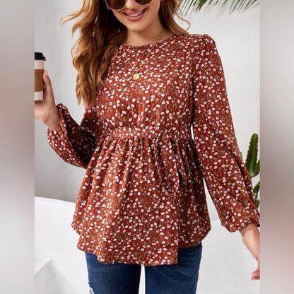 Burgundy long sleeve maternity shirt, Maternity L (12-14)
