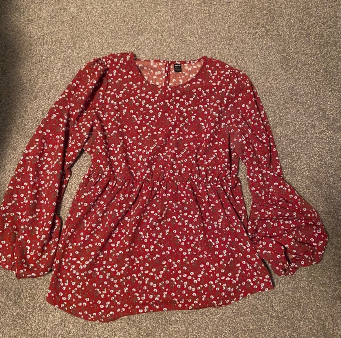 Burgundy long sleeve maternity shirt, Maternity L (12-14)