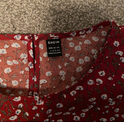 Burgundy long sleeve maternity shirt, Maternity L (12-14)