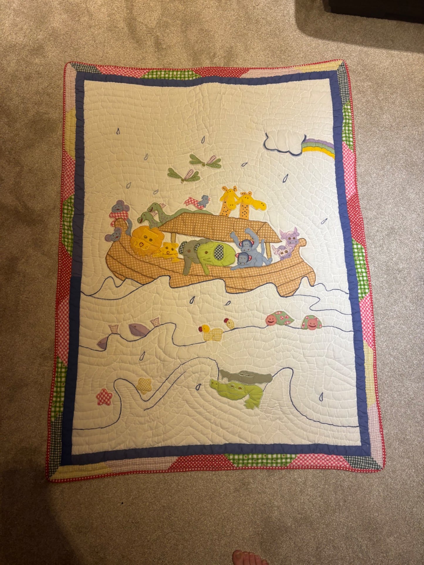 Animals in a boat baby blanket