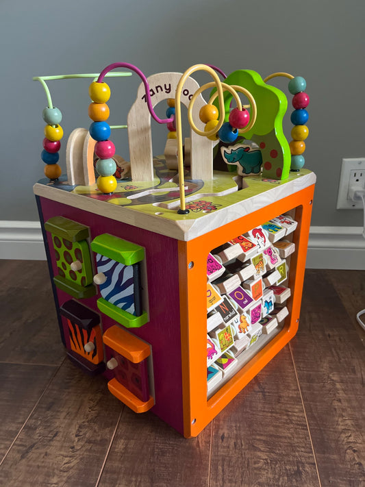 Zany Zoo wooden activity cube