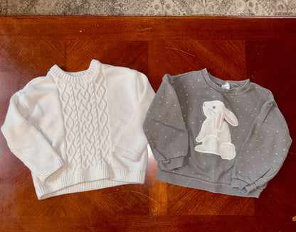 Girls Cable Knit Sweater & Crewneck (MSRP $56), Kids 4/4T