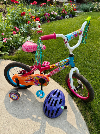Girls 14” Bike with Helmet and Training Wheels