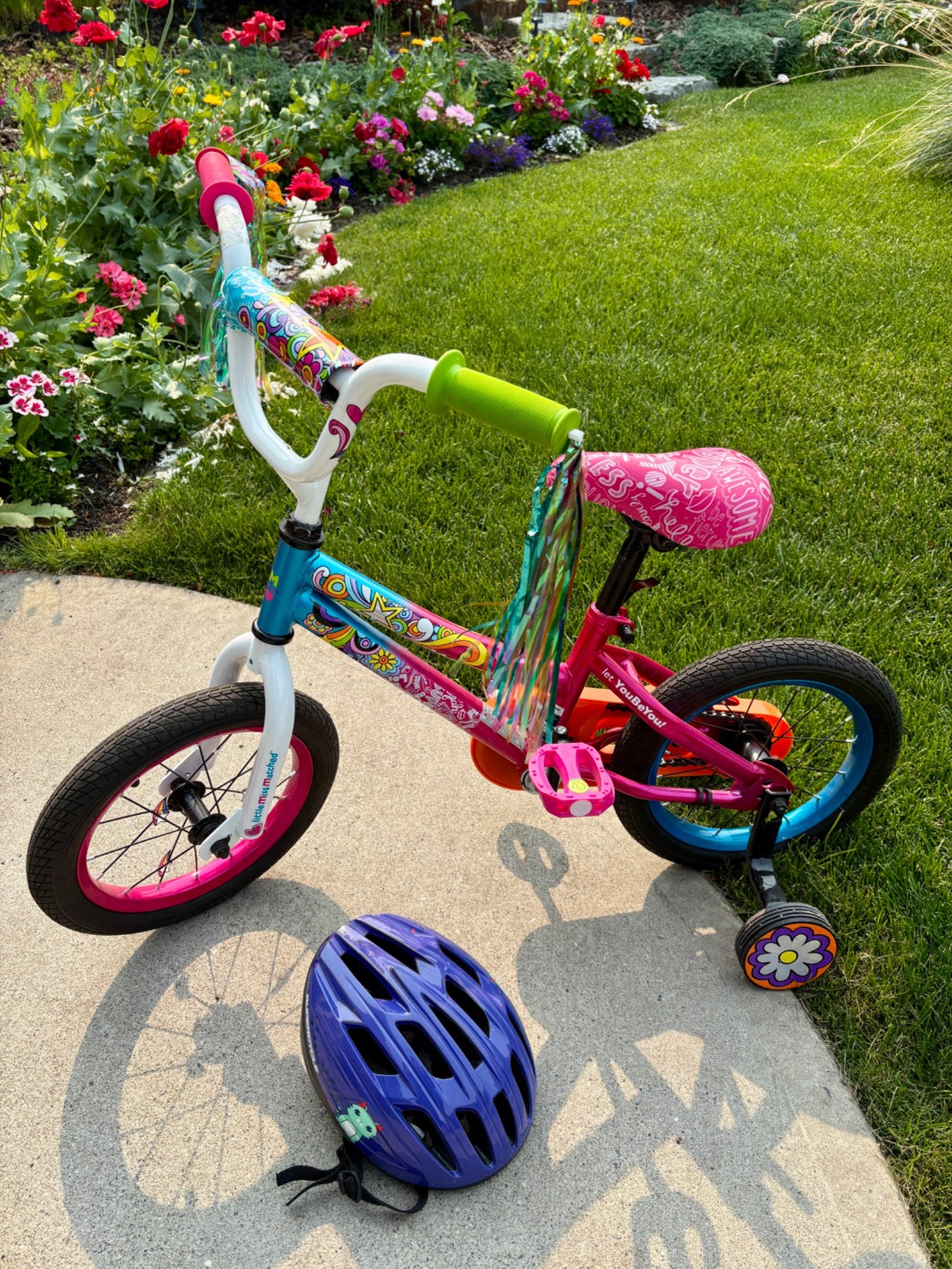 Girls 14” Bike with Helmet and Training Wheels