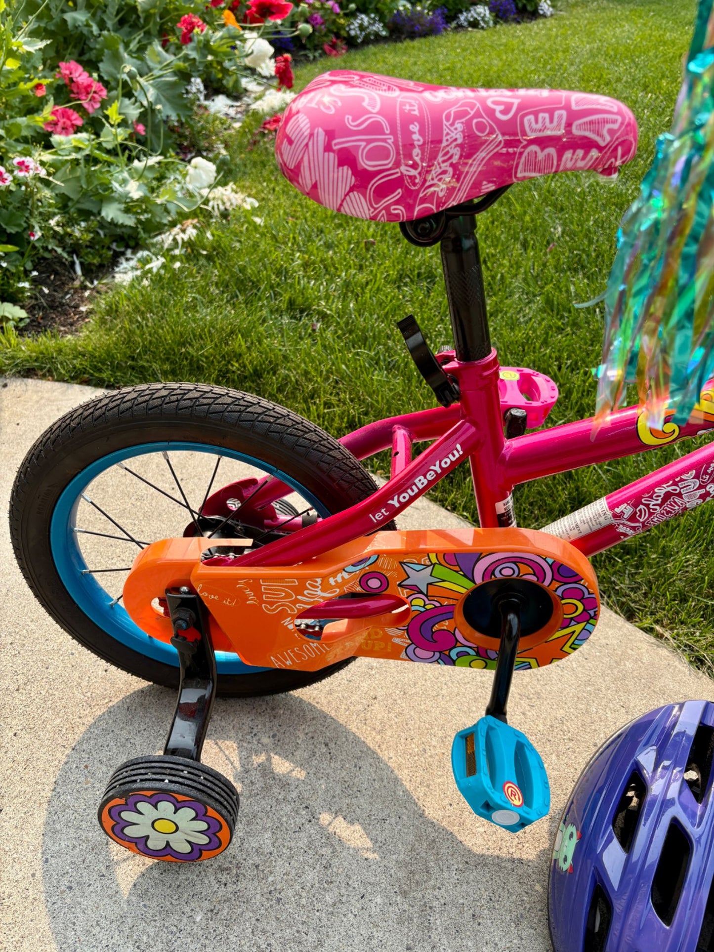 Girls 14” Bike with Helmet and Training Wheels