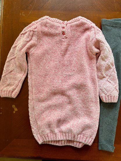 2 pcs Girls Sweater Dress Outfit with Leggings (Retails $20), Kids 3T