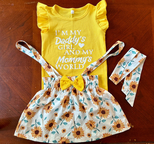 3 pcs Girls Sunflower Outfit (Retails $35), Kids 4/4T