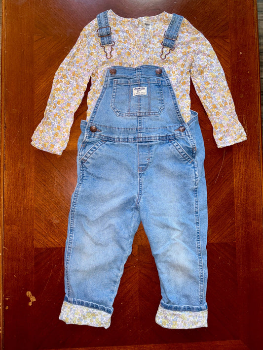 Girls Matching Overalls and Top Outfit (Retails $36), Kids 4/4T