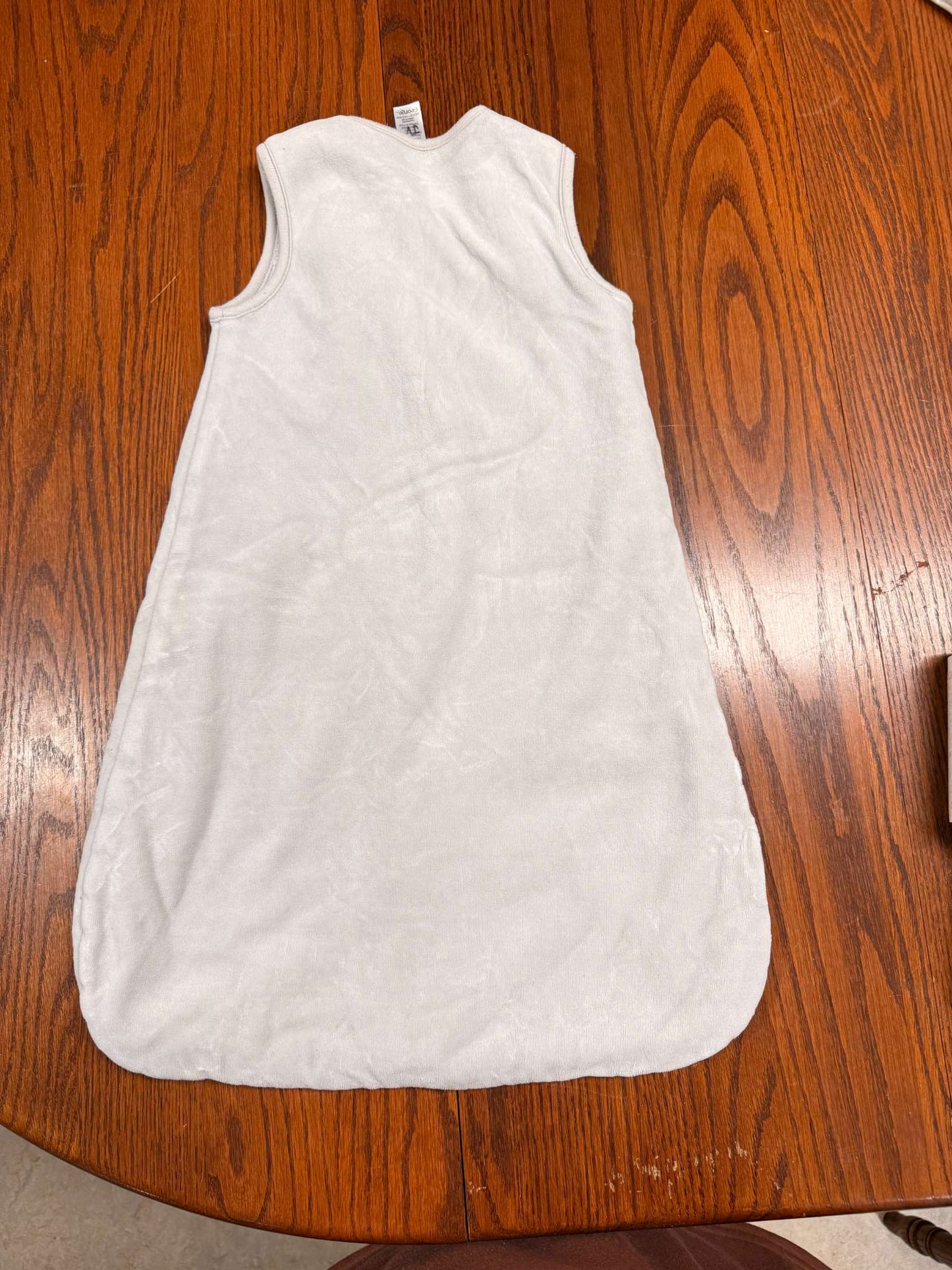 Grey velour sleepsack, 0-6 Months (Small)