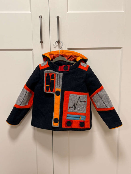 Little Goodall felted wool robot coat. Retail $350, Kids 2T