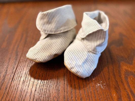 Cotton pinstripe booties, Shoes 1 (Baby: 0-12 mth)