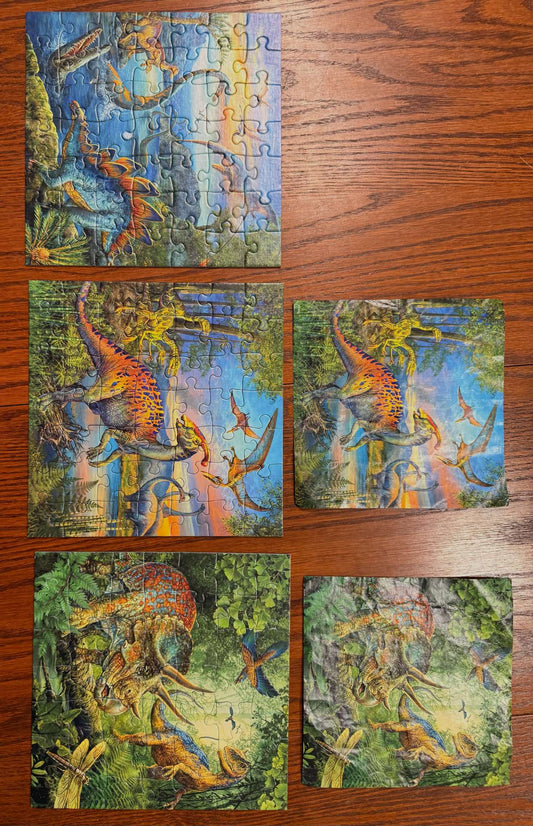 Trio of dinosaur puzzles