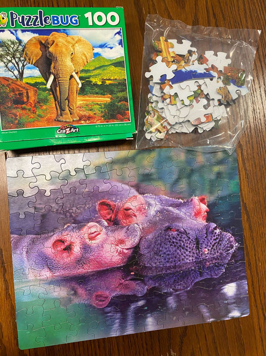 Elephant Puzzle + bonus Hippos puzzle