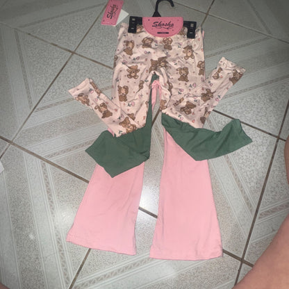 Size 4-5 girls legging sets 2 sets of 3 pairs