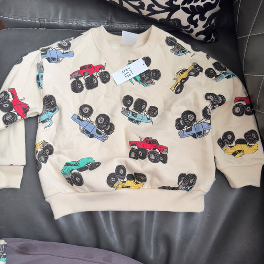 Gap sweatshirt monster truck NWT size 18-24 months , Kids 24 Month (18-24M)
