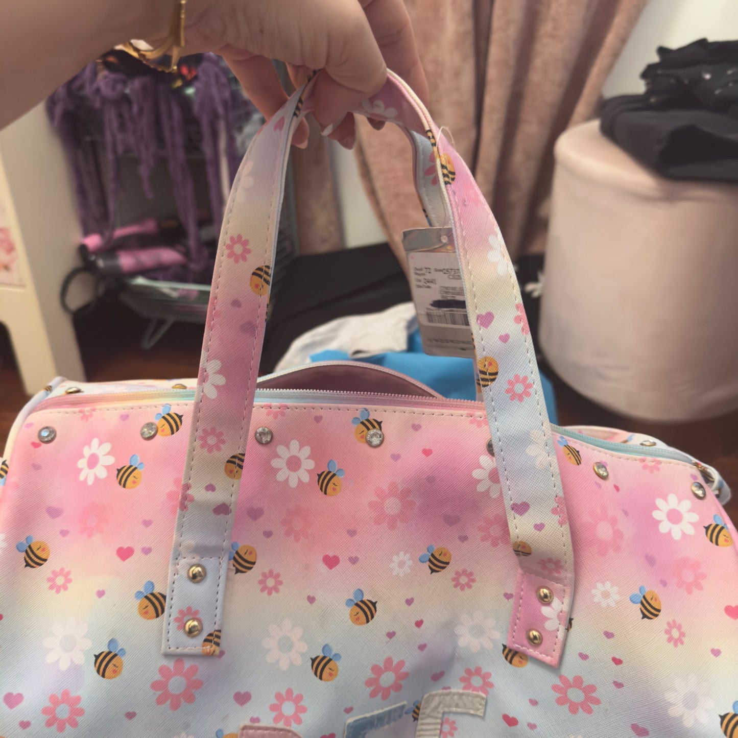Bee kind over night large duffle bag