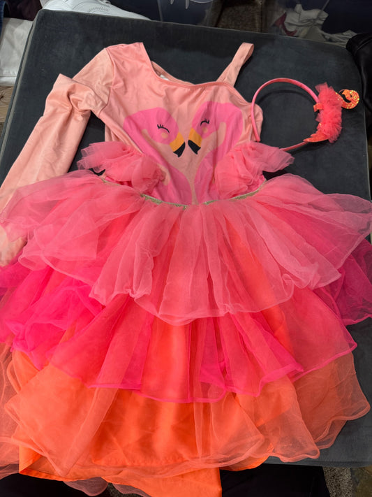 H&M flamingo costume and headband size 6-8, Kids 6/6X