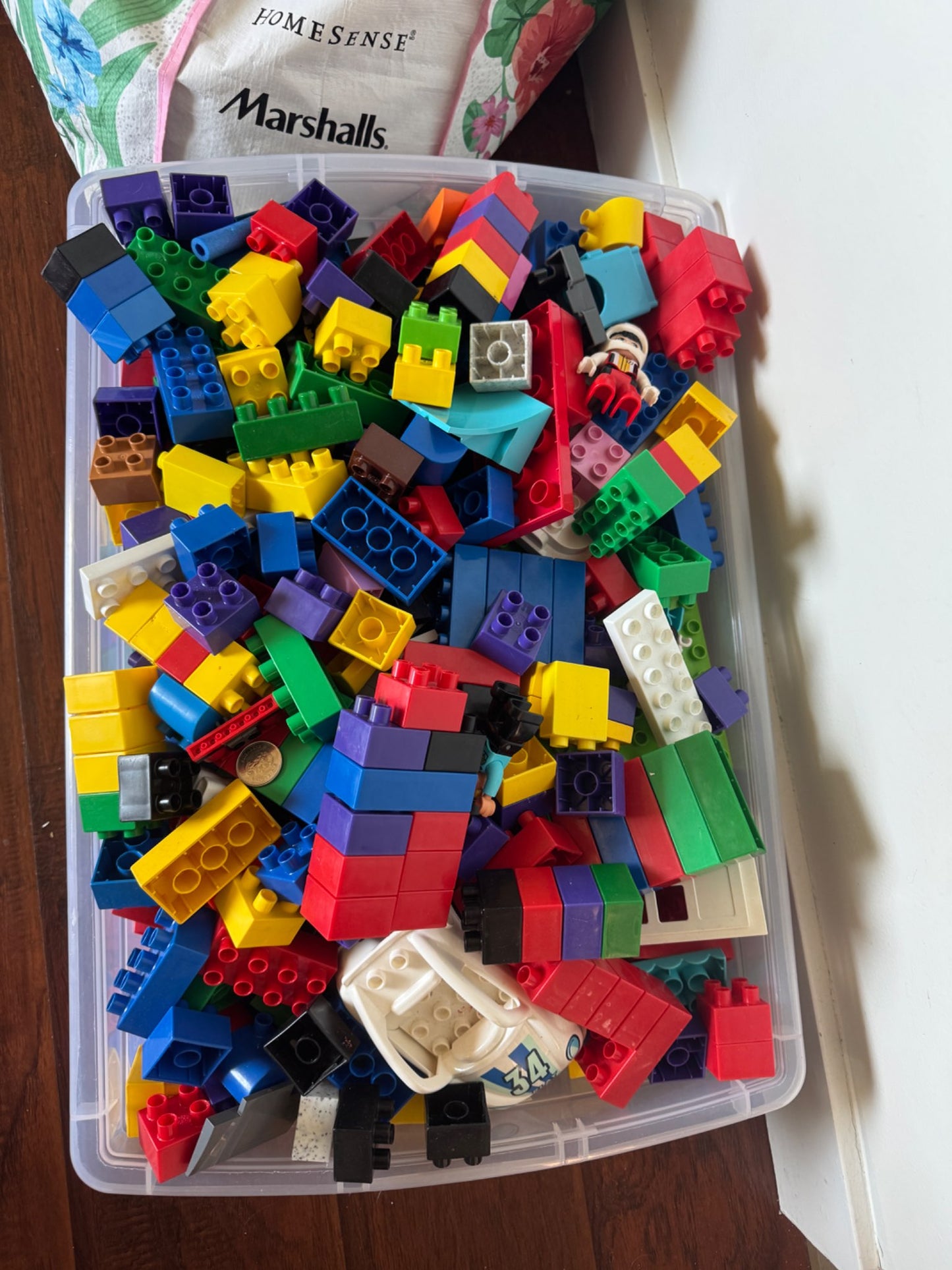 Huge bin of duplo Lego