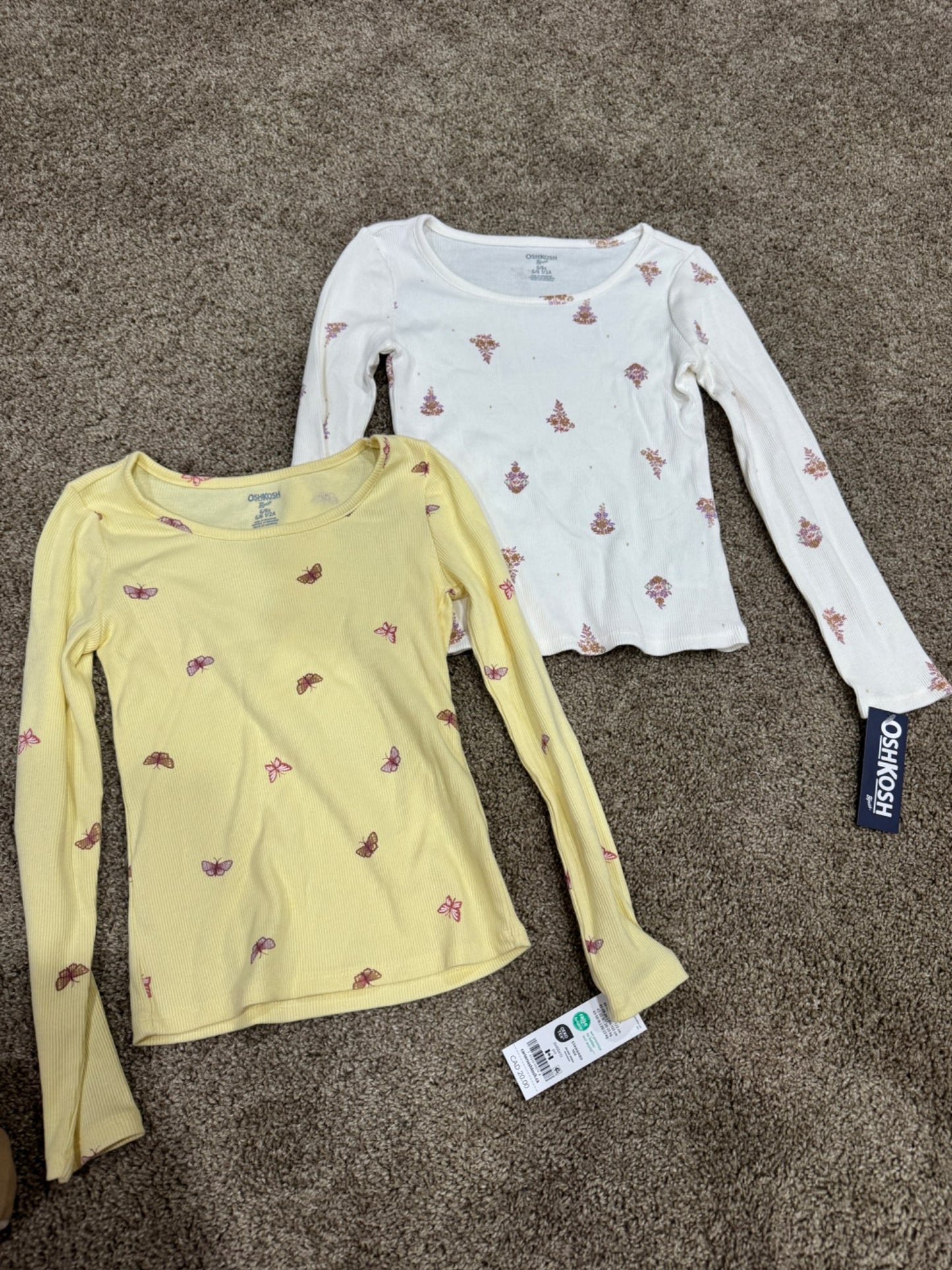 6x Oshkosh long sleeve ribbed shirts NWT , Kids 6/6X