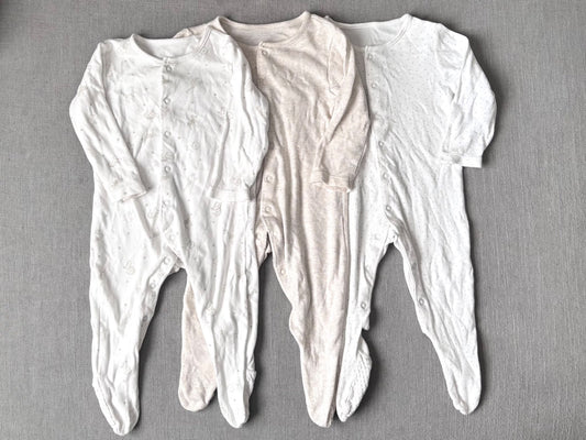 3 x neutral pyjamas, 6 - 9 months, Kids 9 Month (6-9M)
