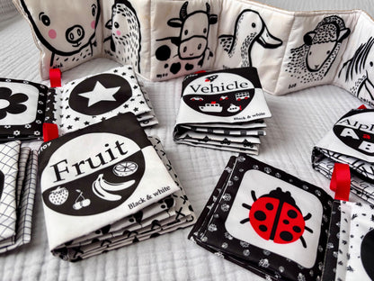 Black & white fabric baby books