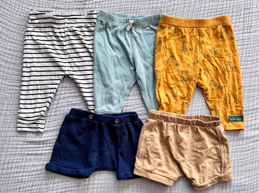 3 x pants, 2 x shorts, 3-6 months , Kids 6 Month (3-6M)