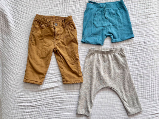 2 x pants, 1 x shorts, 6-12 months , Kids 9 Month (6-9M)