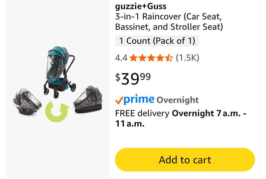 3 in 1 Raincover for Stroller - for Carseat, Bassinet,  and Stroller