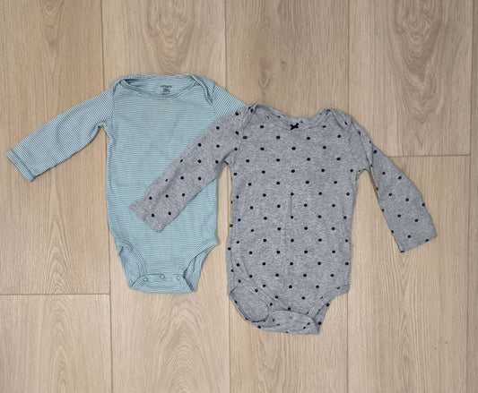 2 Gender Neutral Long Sleeve Onesies, Kids 24 Month (18-24M)