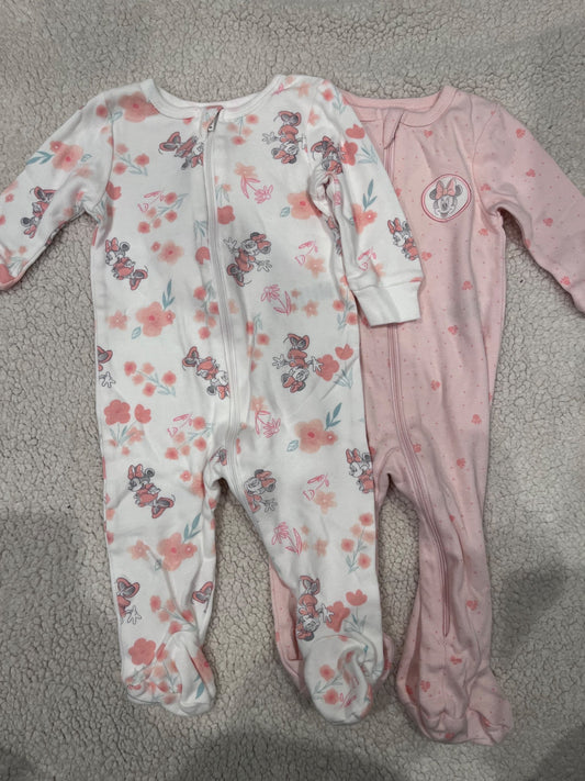 2 x Minnie Mouse sleepers 3-6 mo , Kids 6 Month (3-6M)