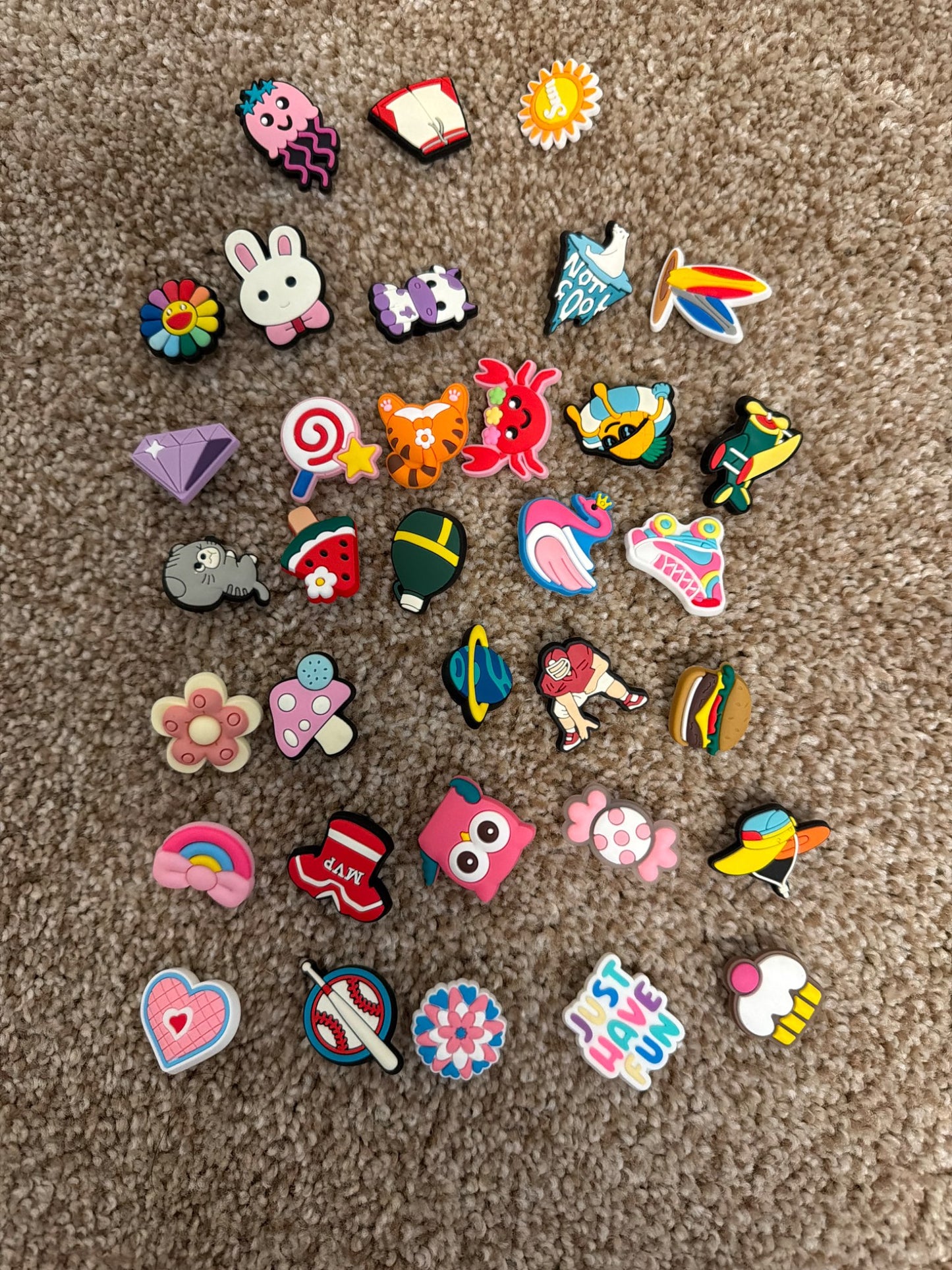 33 pieces of shoe charms