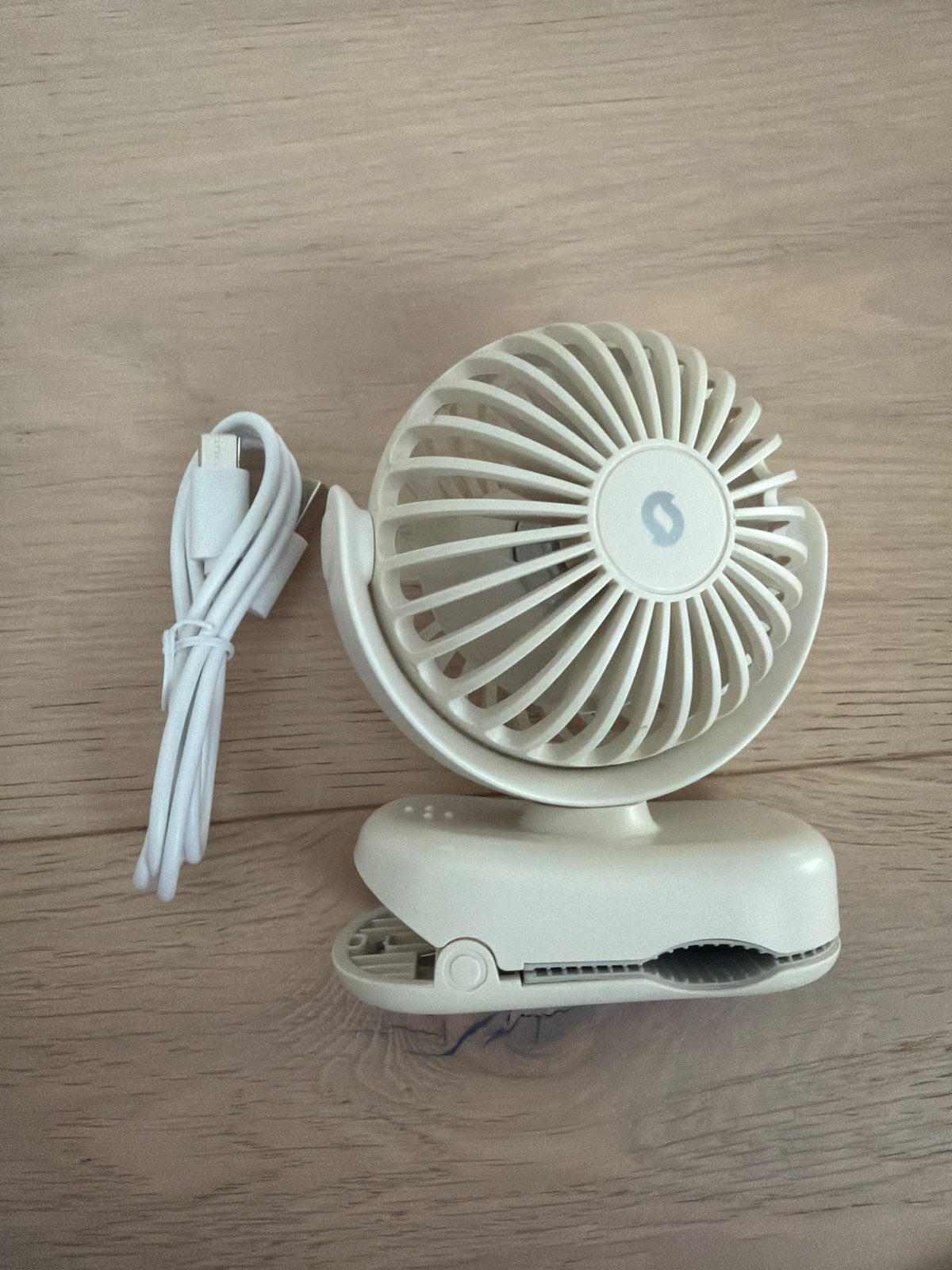 Mini rechargeable clip on fan.