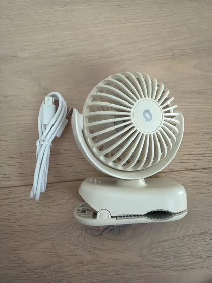 Mini rechargeable clip on fan.